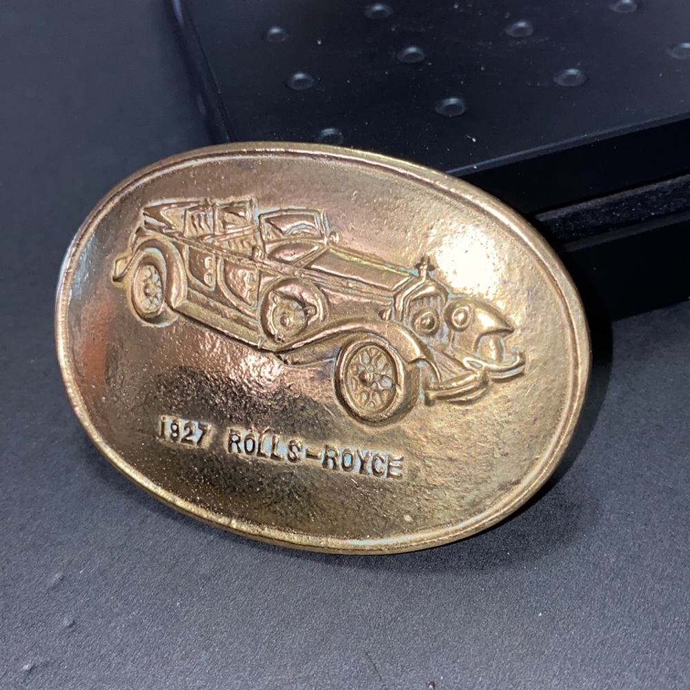 Vintage 1927 Rolls Royce Rolls-Royce Solid Brass Belt Buckle View 2